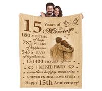 twirush 15 Years Wedding, Anniversary Blanket Gifts for Men Women, 60"X50" Couples Gift Blanket, Gift for Her Blanket, I Love You Gift, Romantic Gift on Anniversary, Christmas, Birthday