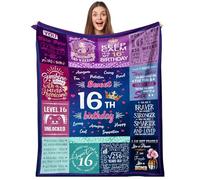 twirush 16th Birthday Gift Blanket for Girls, 50" x 60" Soft Flannel Throw, Sweet 16 Birthday Present for Daughter, Sister, Granddaughter, Niece, Born in 2010 - Purple Butterfly