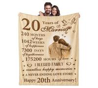 twirush 20 Years Wedding Anniversary, Anniversary Blanket Gifts for Men Women, 60"X50" Couples Gift Blanket, Gift for Her Blanket, I Love You Gift, Romantic Gift on Anniversary, Christmas, Birthday