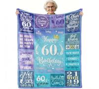 twirush 60th Birthday Gifts for Women, 130x150cm Throw Blanket, 60 Year Old Present for Her, 1966 Birthday Gift, Happy 60th Birthday Gift, Blankets Gifts for Ladies, Mom, Grandma, Sister, wife
