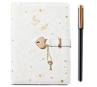twirush A5 Diary with Lock, Journal with Lock PU Leather, Lockable Diary with Heart Lock, Key, Black Gel Pen, Secret Diary/Lockable Notebook for Privacy, Adults, Kids, Boys, Girls (21 x 15 cm)