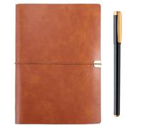 twirush A5 Refillable Journal Leather Notebook, 96Sheets/192 Pages Leather Journal, Travelers Notebook, Refillable Notebook with Black Pen, Leather Journals for Men, Women, Travelers, Brown
