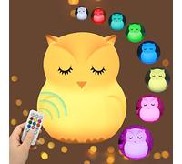 twirush Cute Owl Night Light Kids, 9 Colours Baby Night Light, USB Rechargeable Nightlights for Children, Kids Night Lights for Bedroom, Bedside Lamp with Remote Control Protable Baby Lamp