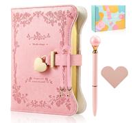 twirush Diary with Lock for Girls and Women, Lockable Kids Diary, A5 PU Leather Notebook, 360 Pages Journal with Lock, Keys, Pen and Gift box, lockable Secret Diaryfor Girls Ages 8-14(Pink)