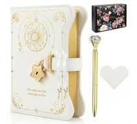 twirush Diary with Lock for Girls and Women, Lockable Kids Diary, A5 PU Leather Notebook, 360 Pages Journal with Lock, Keys and Gift box, lockable Secret Diaryfor Girls Ages 8-14 (White)