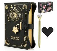 twirush Diary with Lock for Girls and Women, Lockable Kids Diary, A5 PU Leather Notebook, 360 Pages Journal with Lock, Keys, Pen and Gift box, lockable Secret Diaryfor Girls Ages 8-14 (Black)