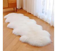 twirush Fluffy Faux Sheepskin Rug, Shaggy Rugs, White Fluffy Rug Washable Faux Fur Rugs Non Slip Mats for Bedrooms Living Room(White, 60 X 180 CM)