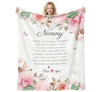 twirush Gifts for Nanny, 50" x 60" Flannel Throw Blanket, Nanny Gifts from Grandchildren, Unique Design Blanket for Nanny on Birthday, Cozy Floral Print Flannel Throw Blankets