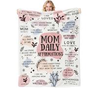 twirush New Mum Gifts, 50"x 60" Mama Daily Affirmations Blanket, Present for First Time Moms, Mummy to Be, Pregnant Women on Birthday, Mother's Day, Christening (Pink)