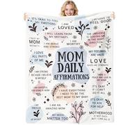 twirush New Mum Gifts, 50"x 60" Mama Daily Affirmations Blanket, Present for First Time Moms, Mummy to Be, Pregnant Women on Birthday, Mother's Day, Christening (Blue)