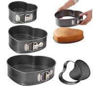 twirush Springform Cake Tin Set of 3, Non-Stick Carbon Steel Heart-Shaped Baking Pans with Removable Loose Bottom - Includes 12cm, 18cm & 22cm, Baking Mould for Cheesecake, Mousse & Desserts