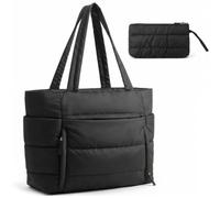 twirush Tote Bag for Women 20L Large Work Bag with 15.6 Inch Laptop Compartment Lightweight Puffer Handbag with Zip Waterproof Handbags Quilted Shoulder Bag for College Shopping Travel Teacher