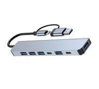 TWISAXC USB C Hub With Seven Ports And Fast 5Gbps Data Transfer Designed For Streamlined Connections At Work Or Home Type C Adapter Converter 5W Charging Port Travel