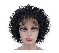 Twist Braided Wigs for African Women Glueless 5x5 Lace Closure Pre-looped Curly 12’’ Synthetic Black Hair Ready to Wear Adds Volume