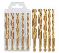 Twist drill bit set 5PCS/Set 5/6/8/10/12mm HSS M2 Metric Titanium Coated Straight Shank Twist Drill Bit 100mm With 6.35mm Hex For Wood Metal