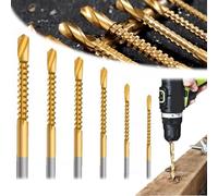 Twist Drill Bit Set Power Tool Accessories 6 PCS, High-Strength Eccentric Twist Drill Bit, Titanium Drill Bit Set, Metal Drill Bit Set for Steel, Woodworking Wood Metal Plastic Hole Holesaw Tool (6PC)