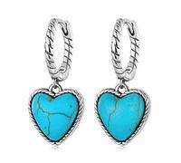 Twist Hoop Earring Blue Heart Turquoise Pendant Ear Buckles for Women Jewelry Wedding