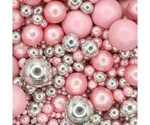 Twist Ingedients - Pearls Mix - Twinkle Pink Cake Topper Sprinkles - 500g Edible Shimmer Ball Cupcake Decorations - Perfect for Weddings, Christenings & Valentines