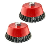TWIST KNOT WIRE BRUSH CUP WHEEL ANGLE GRINDER METAL RUST PAINT REMOVAL 75/100mm (100mm Cup (x2))