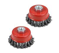 TWIST KNOT WIRE BRUSH CUP WHEEL ANGLE GRINDER METAL RUST PAINT REMOVAL 75/100mm (75mm Cup (x2))