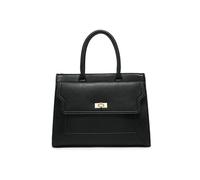Twist Lock Pocket Top Zipped Tote Bag JFY Black One Size