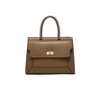Twist Lock Pocket Top Zipped Tote Bag JFY Khaki One Size