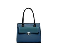 Twist Lock Top Zipped Colourblock Tote Bag JFY Dark Blue One Size