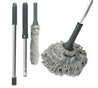 Twist Mop, 128 Long Handle Self Wringing Microfibre Mop with 2 Mops Heads, Highly Absorbent Cotton Thread Floor Mops, Non-Scratch Scourer Pad for Tough Stains, Cleans Laminate,Tile Flooring