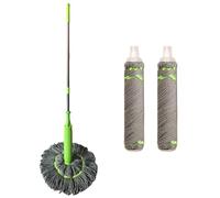 Twist Mops For Floor Cleaning, Long Handle Wet Mop Floor Cleaning, Floor Cleaning Tool Microfiber Mop, Long Handled Twist Mop With 2 Microfiber Washable Heads Refill, Absorbent Cleaner Mop