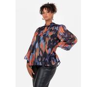 Lovedrobe Women's Long Sleeve Blouse Ladies Chiffon Top Twist Neck Keyhole Detail Abstract Print Lined Smart Casual Office Wear, Multi 24