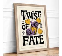 Twist of Fate Typography Framed Wall Art Print A2 Oak