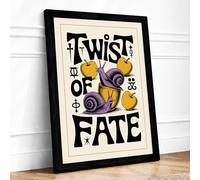 Twist of Fate Typography Framed Wall Art Print A3 Black