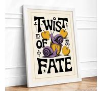 Twist of Fate Typography Framed Wall Art Print A3 White