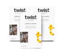 Twist Teas - Lemon & Ginger - 45 Plastic-Free Herbal Teabags | Zesty Lemongrass, Lemon Peel & Warming Ginger Root Infusion | Naturally Caffeine-Free, Sugar-Free - (3 x 15 Pack)