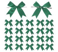 Twist Tie Bows 50Pcs 3.1" Emerald Green Satin Ribbon Bow Decor Pre-Tied Swallow Tail Twist Tie Bows for Gift Wrapping Treat Bags Cake Bridal Birthday Party Favors Wedding Decorations