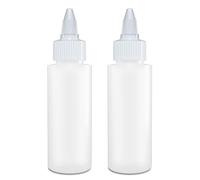 Twist Top Applicator Bottles, Squeeze 2 OZ Empty Plastic Bottles, Refillable, Open/Close Nozzle - Multi Purpose (Pack of 2)
