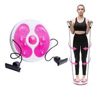 Twist Waist Disc Balance Board with Drawstring - Body Shaping Waist Twisting Disc - Fitness Turntable for Home Workout, Waist Wriggling Plate with Resistance Bands and Foot Massage(Pink)