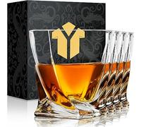 Twist Whiskey Glasses Set of 4, Crystal Lowball Rock Glasses with Gift Box, 10 oz Old Fashioned Tumblers for Bourbon,Scotch,Cocktail Whisky (Classic 1)