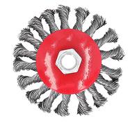 Twist Wire Brush Wheel Knotted Grinder Cup High Strength Carbon Steel Professional Rust Paint Removal Tool for Metal Grinding Welding Cleaning M14x2 Nut 4in Silver Red