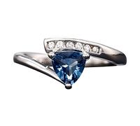 Twisted Arm Inlaid Ink Blue Zircon Ring Light Luxury Women's Ring Vintage Open Punk Rings (C, One Size)