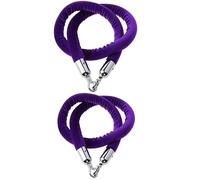 Twisted Barrier Rope 2-Piece Set with Silver Hooks, 2M Purple Crowd Control Queue Barrier Rope