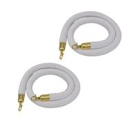 Twisted Barrier Rope for Tunnels, Cinemas, Hotels, Posts, with Colorful Hooks, 2pcs/White/1.5m/5ft