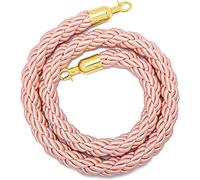 Twisted Barrier Rope with Hook, Braided Hemp Rope for Hanging, Stainless Steel Hook, Ideal for Hotels, Banks, Hospitals, Playgrounds, Public Spaces, Pink, 1m