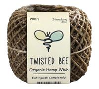 Twisted Bee 100% Organic Hemp Wick with Natural Beeswax Coating (61m x Thick)