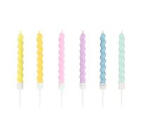 Twisted Birthday Cake Candles | Pastel Colours | Pack of 6 Mixed Colours | Height 8.5 cm