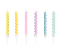 Twisted Birthday Cake Candles | Pastel Colours | Pack of 6 Mixed Colours | Height 8.5 cm