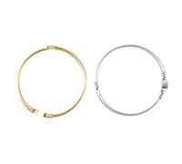 Twisted Cable Bangle Heart Shape Cuff Bracelet Premium Steel Jewelry for Trendy Individuals Twisted Cuff Bracelet for All Occasions Pack of 2pcs (Golden + Steel Color)