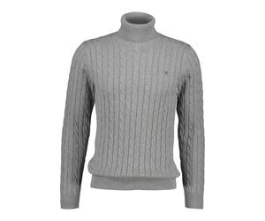Twisted Cable Roll Neck Cotton Jumper Gant Gris M