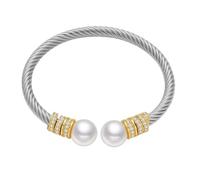 Twisted Cable Wire Cuff Bracelet for Women Gold Silver Two Tone Bracelets Mixed Metal Statement Adjustable Jewelry