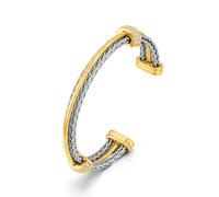 Twisted Cable Wire Cuff for Women Gold Silver Two Tone Cuff Bracelets Mixed Metal Statement Adjustable Jewelry